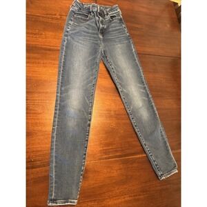 American Eagle Curvy Super Hi-Rise Jegging 00 Short Next Level Stretch Blue Jean